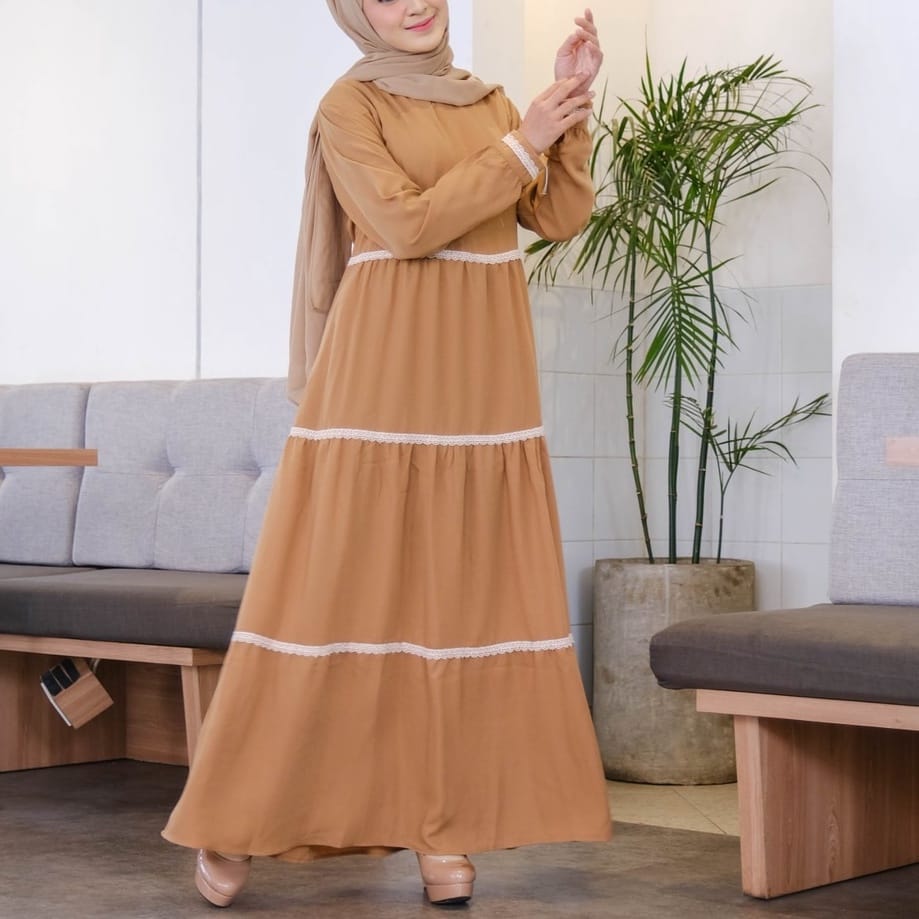 Irnanda Gamis Polos Diana Wollycreps Premium Dailydress Homedress