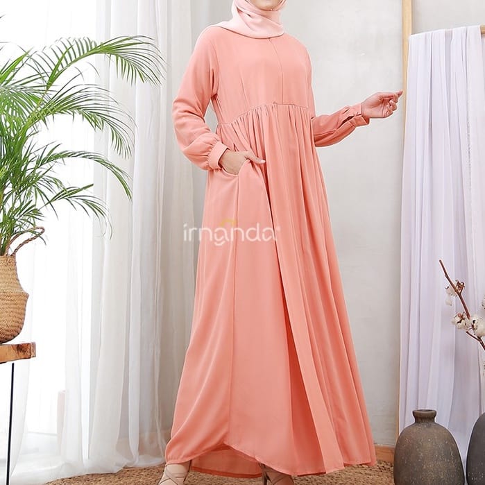 Irnanda Gamis Polos Lala Ceruty Babydoll Premium Import Dailydress Homedress - Image 2