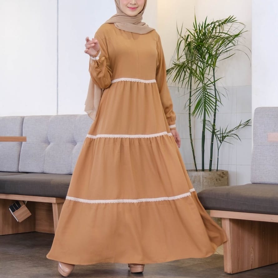 Irnanda Gamis Polos Diana Wollycreps Premium Dailydress Homedress - Image 2