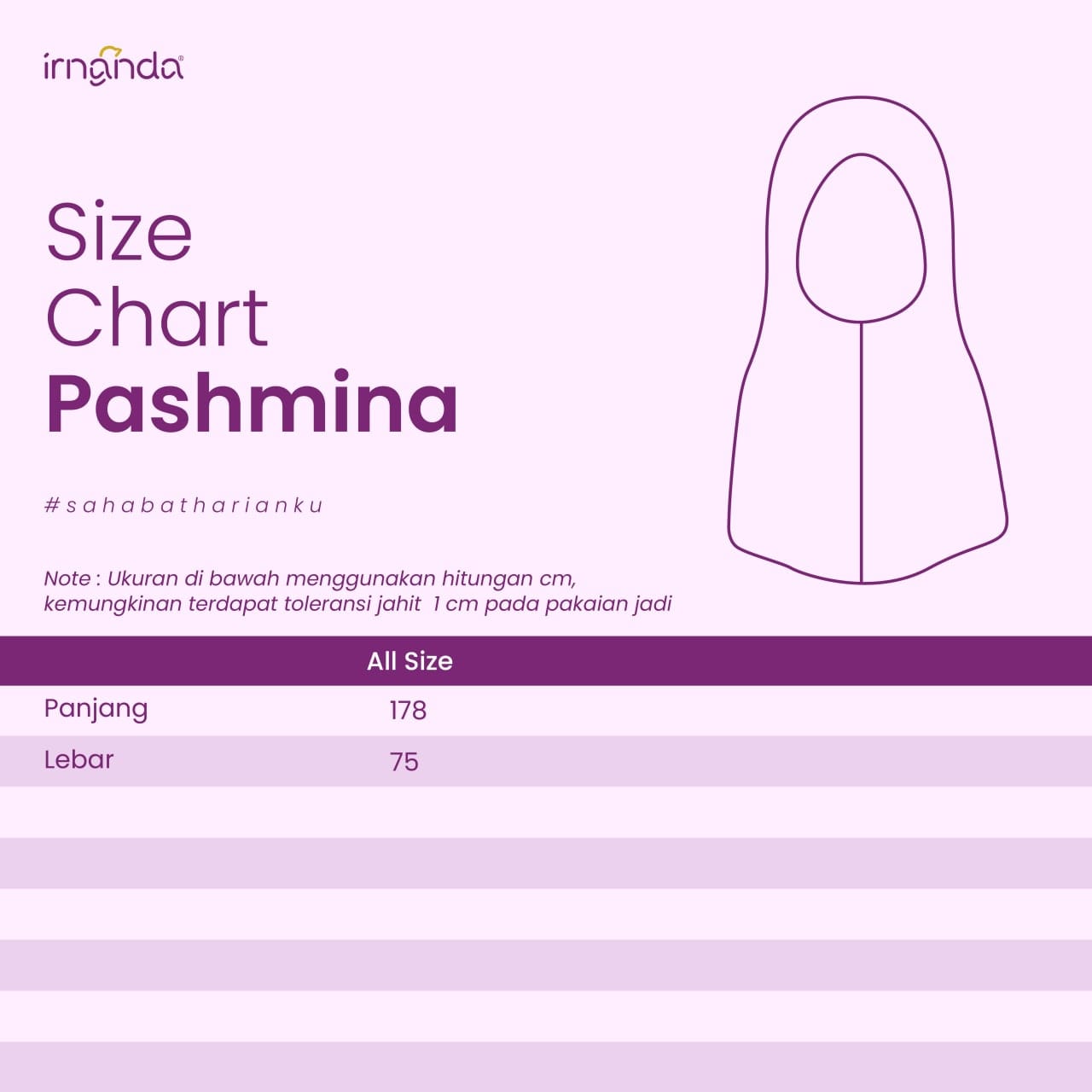 Irnanda Pashmina Pasmina Ceruty Babydoll Premium Ukuran 178 x 75 Hijab Kerudung Polos - Image 9