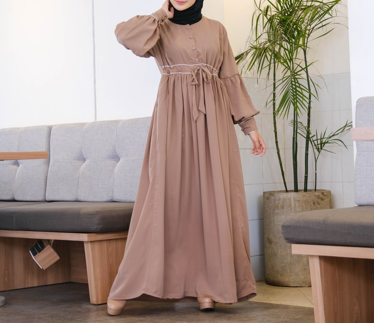 Irnanda Gamis Polos Nabila Madeline Premium Import Dailydress Homedress