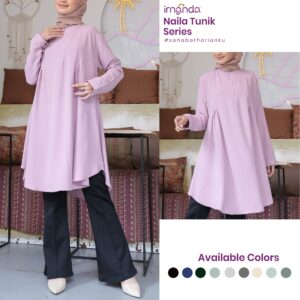 Irnanda Naila Tunik Polos Atasan Wanita Remaja Dewasa Oversize Bahan Crinkle Airflow Premium