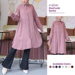 Irnanda Elsa Tunik Polos Atasan Wanita Remaja Dewasa Oversize Bahan Rayon Twill Premium