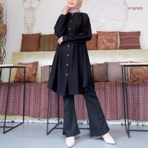 Irnanda Kirana Tunik Polos Atasan Wanita Remaja Dewasa Oversize Bahan Polo Linen Premium