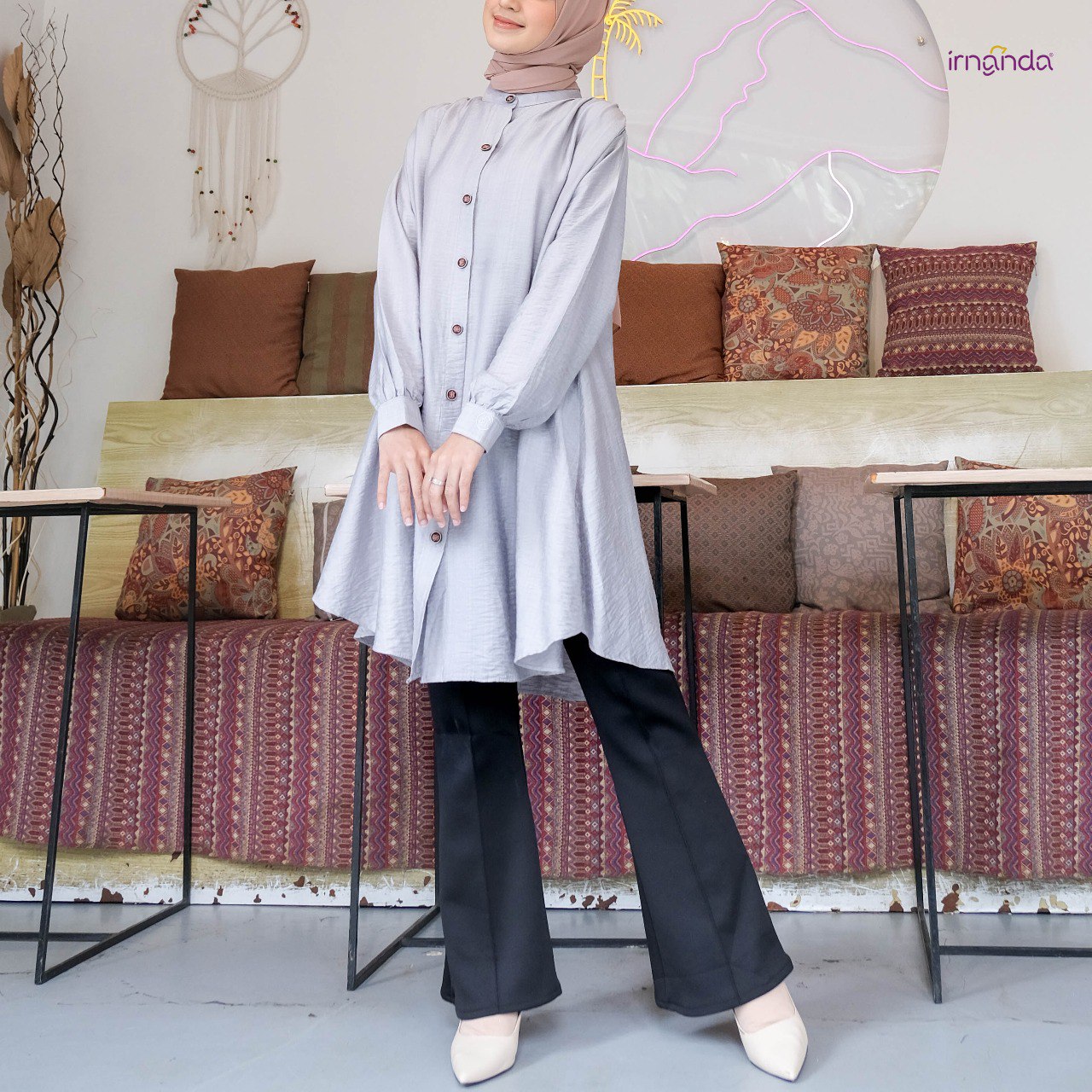 Irnanda Kirana Tunik Polos Atasan Wanita Remaja Dewasa Oversize Bahan Polo Linen Premium - Image 5