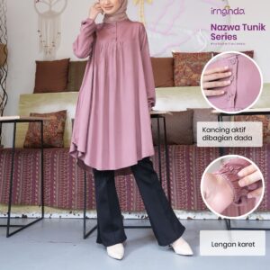 Irnanda Nazwa Tunik Polos Atasan Wanita Remaja Dewasa Oversize Bahan Rayon Twill Premium
