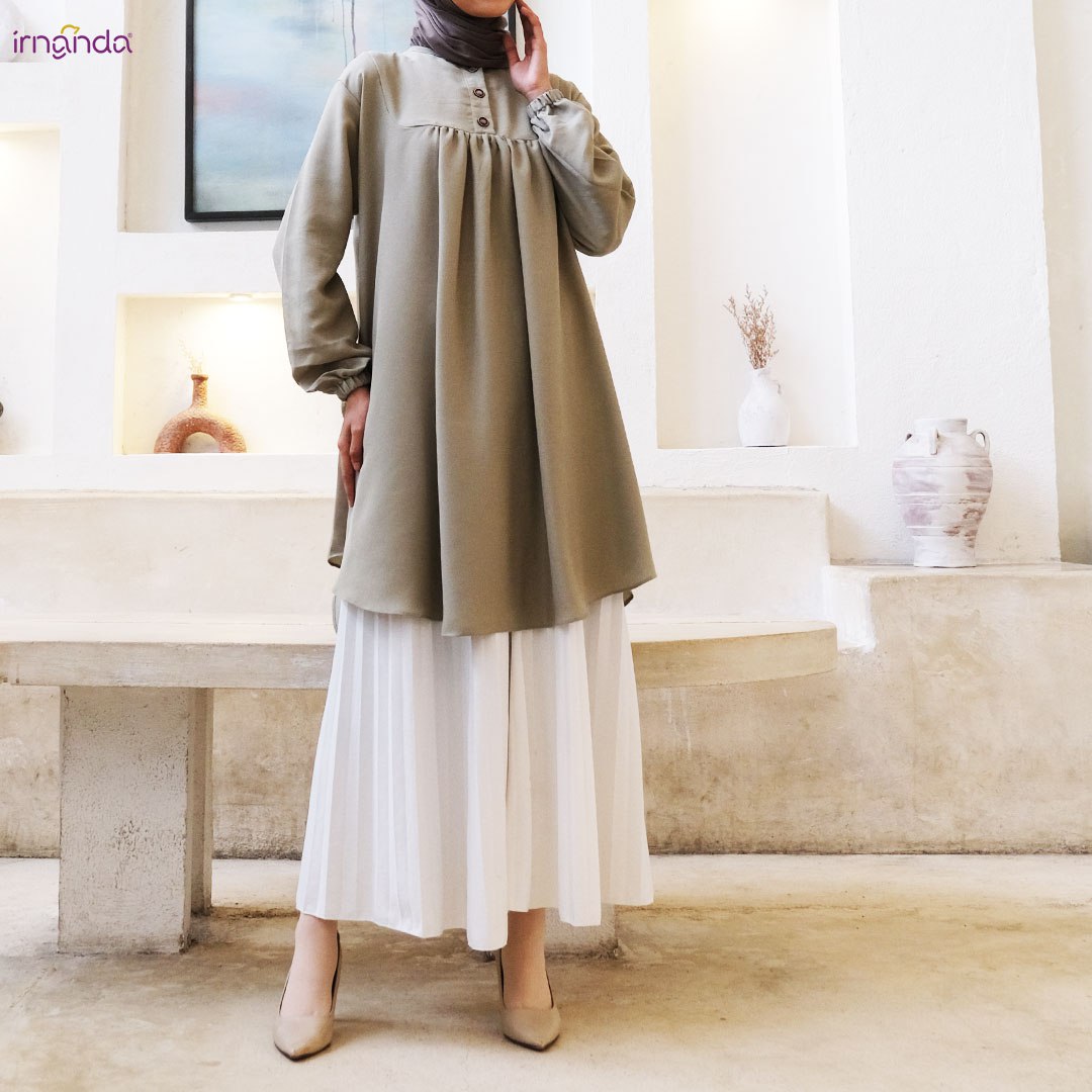 Irnanda Nazwa Tunik Polos Atasan Wanita Remaja Dewasa Oversize Bahan Wollycrepe Premium - Image 5