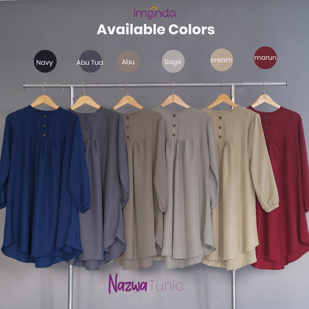 Irnanda Nazwa Tunik Polos Atasan Wanita Remaja Dewasa Oversize Bahan Wollycrepe Premium - Image 4