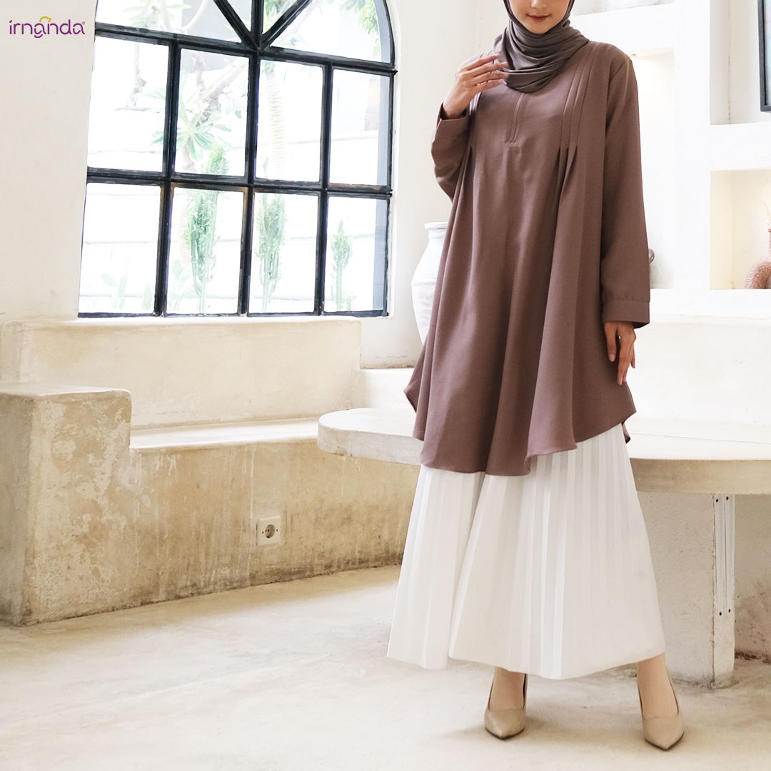 Irnanda Naila Tunik Polos Atasan Wanita Remaja Dewasa Oversize Bahan Wollycrepe Premium - Image 5