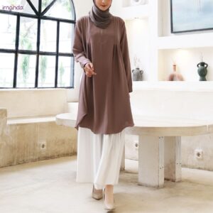 Irnanda Naila Tunik Polos Atasan Wanita Remaja Dewasa Oversize Bahan Wollycrepe Premium