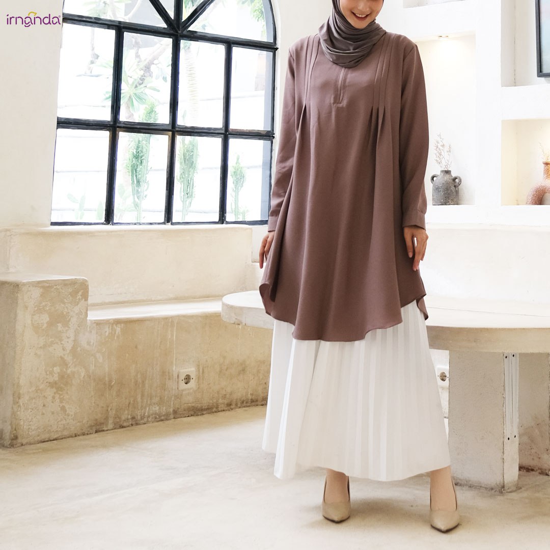 Irnanda Naila Tunik Polos Atasan Wanita Remaja Dewasa Oversize Bahan Wollycrepe Premium - Image 3
