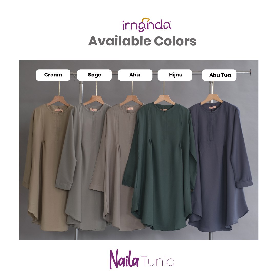 Irnanda Naila Tunik Polos Atasan Wanita Remaja Dewasa Oversize Bahan Wollycrepe Premium - Image 2